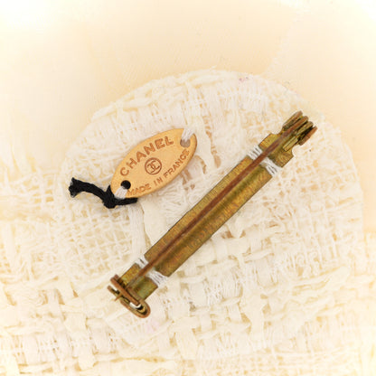 Chanel Tweed Camellia Pin Brooch Ivory 4 of 5