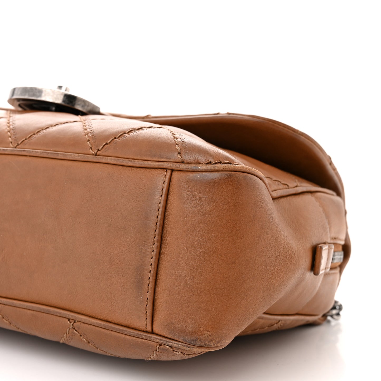Calfskin Quilted Jumbo Coco Sporran Flap Light Brown