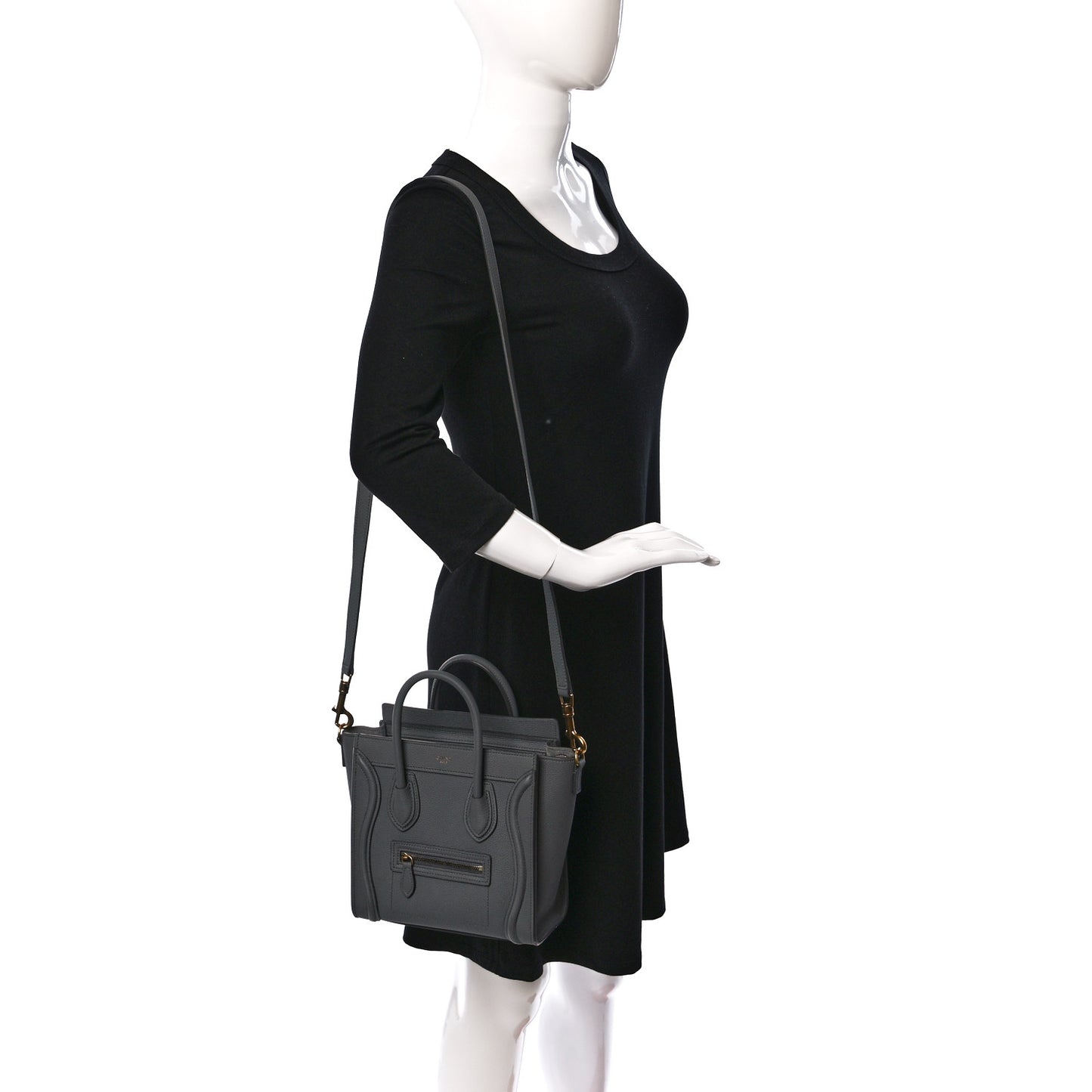 Drummed Calfskin Nano Luggage Kohl