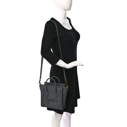 Celine Drummed Calfskin Nano Luggage Kohl 2 of 9