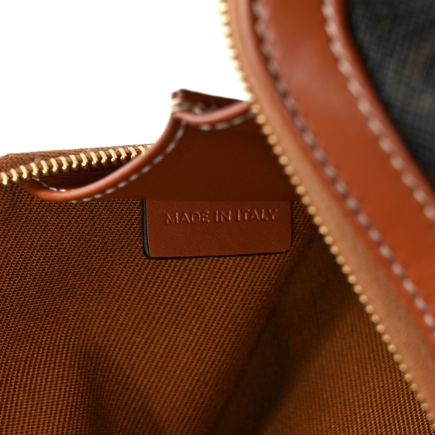 Triomphe Canvas Calfskin Small Cosmetic Pouch Tan