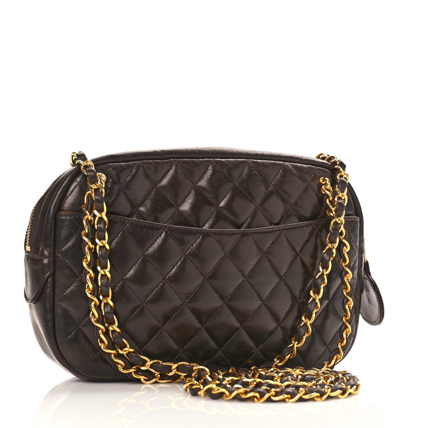 Chanel Lambskin Quilted Camera Case Brown 3 of 12