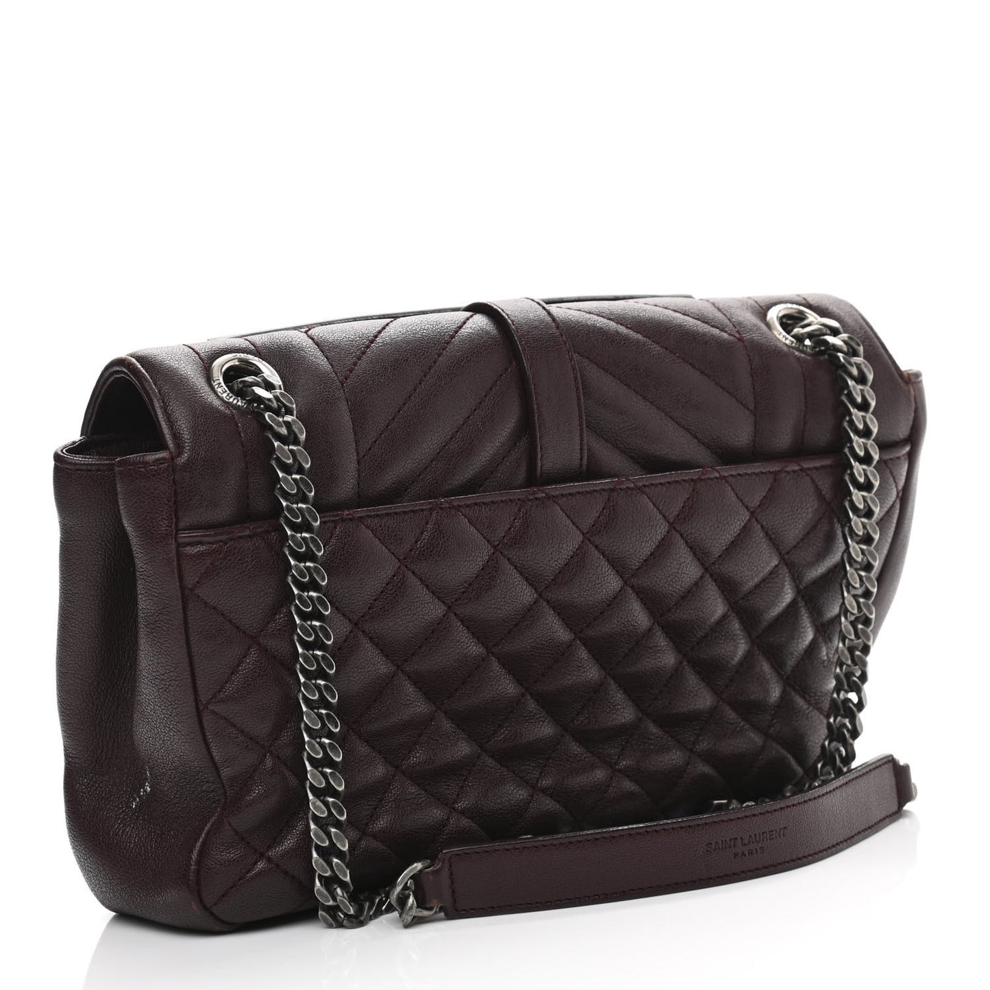 Sheepskin Tri-Quilt Monogram Medium College Bag Bordeaux