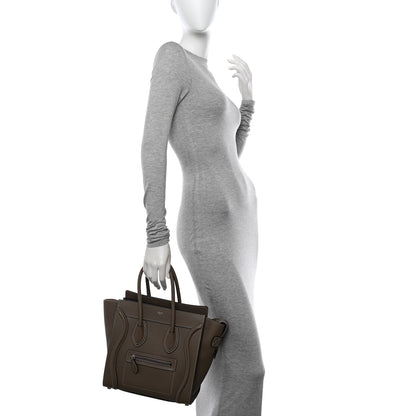 Celine Drummed Calfskin Micro Luggage Souris 2 of 13