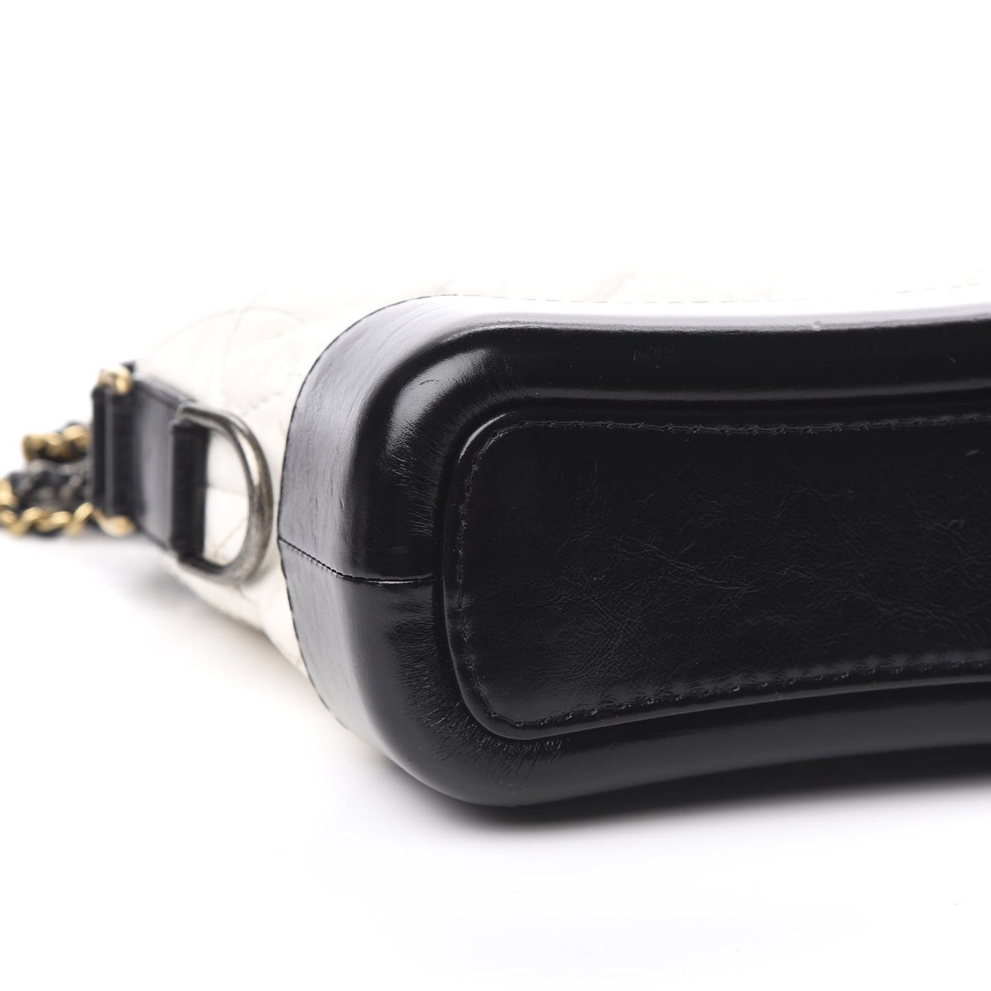 Aged Calfskin Quilted Small Gabrielle Hobo Black White