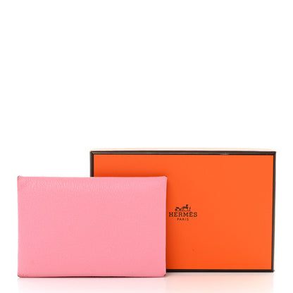 Hermes Chevre Chandra Verso Calvi Card Case Rose Confetti Brique 10 of 10