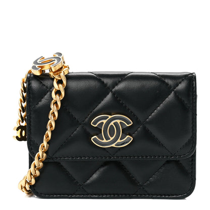 Chanel Lambskin Enamel Quilted Pending CC Flap Belt Bag Black 1 of 13