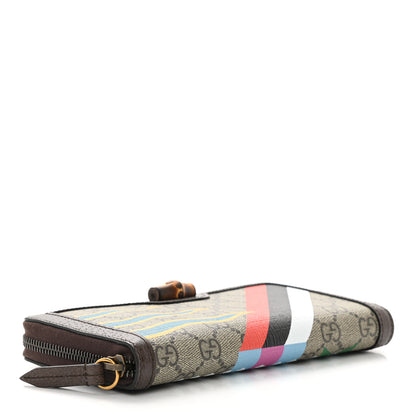 Gucci GG Supreme Monogram Equestrian Diana Zip Around Continental Wallet Beige Ebony Multicolor New Acero 4 of 8