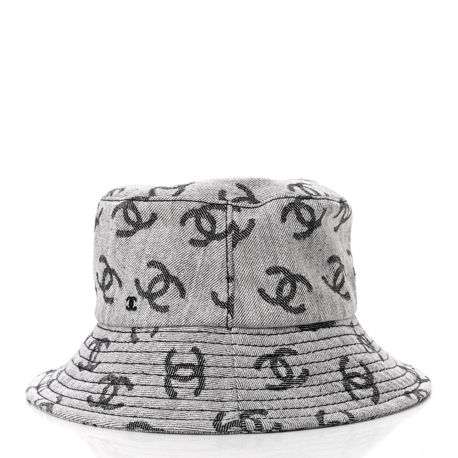 Chanel Denim CC Bucket Hat M White Black 4 of 8