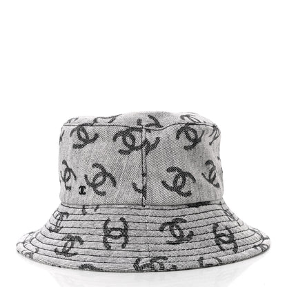 Chanel Denim CC Bucket Hat M White Black 4 of 8