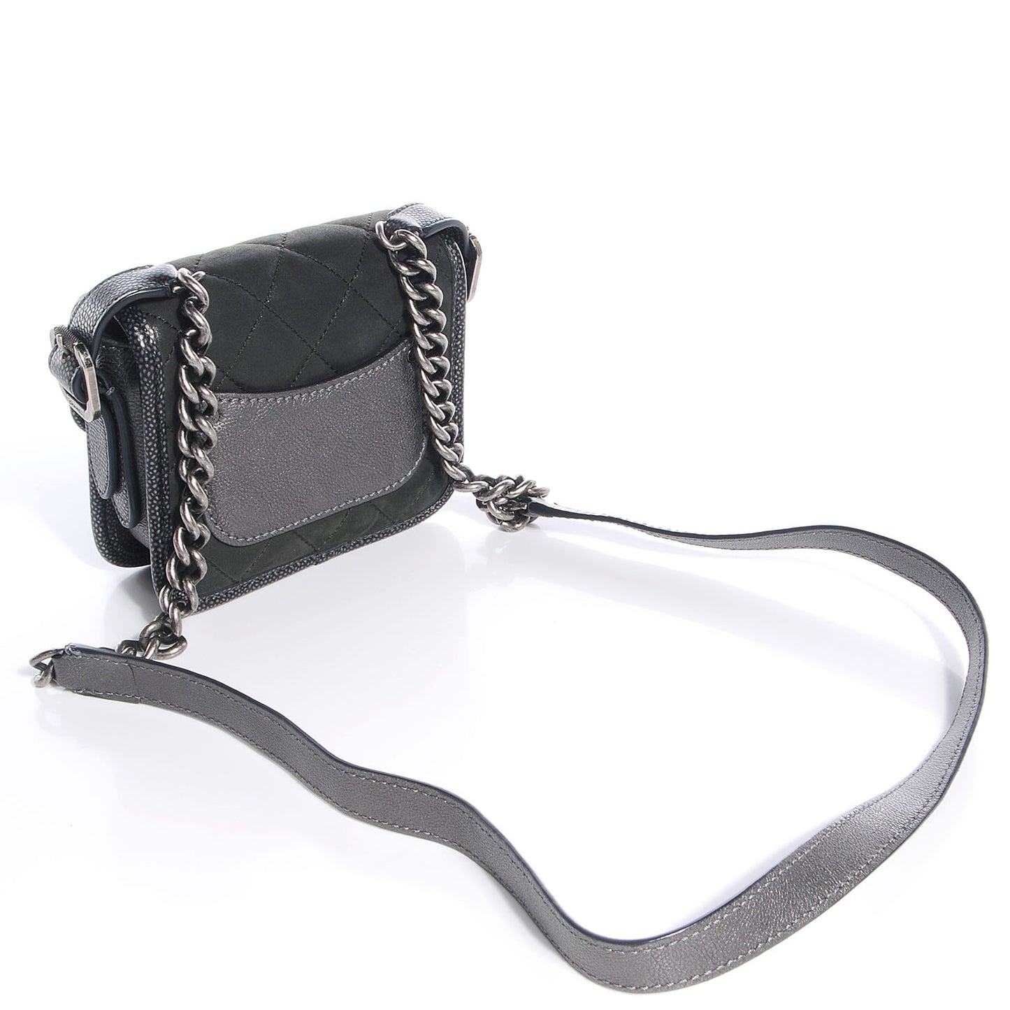 Iridescent Calfskin Back To School Mini Crossbody Flap Anthracite