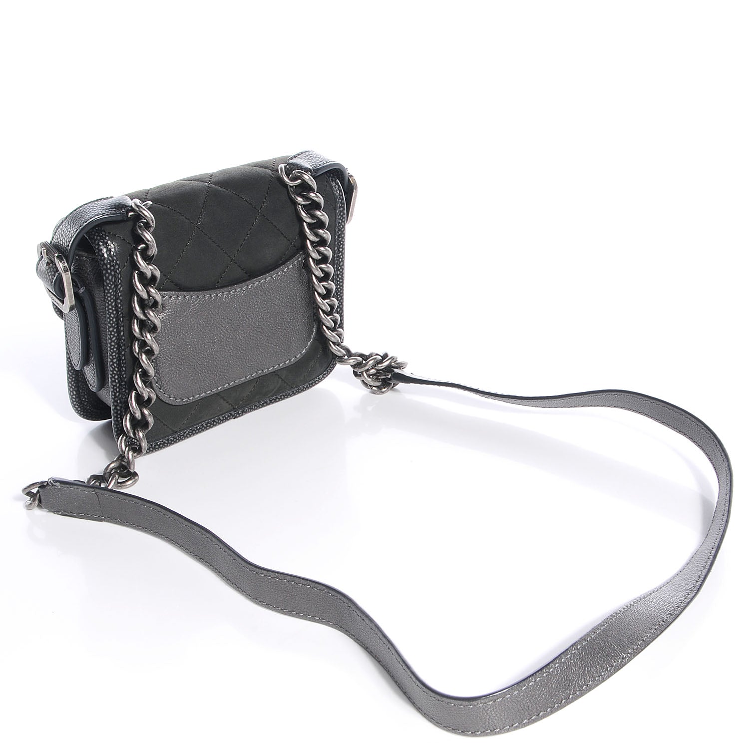 Chanel Iridescent Calfskin Back To School Mini Crossbody Flap Anthracite 4 of 20