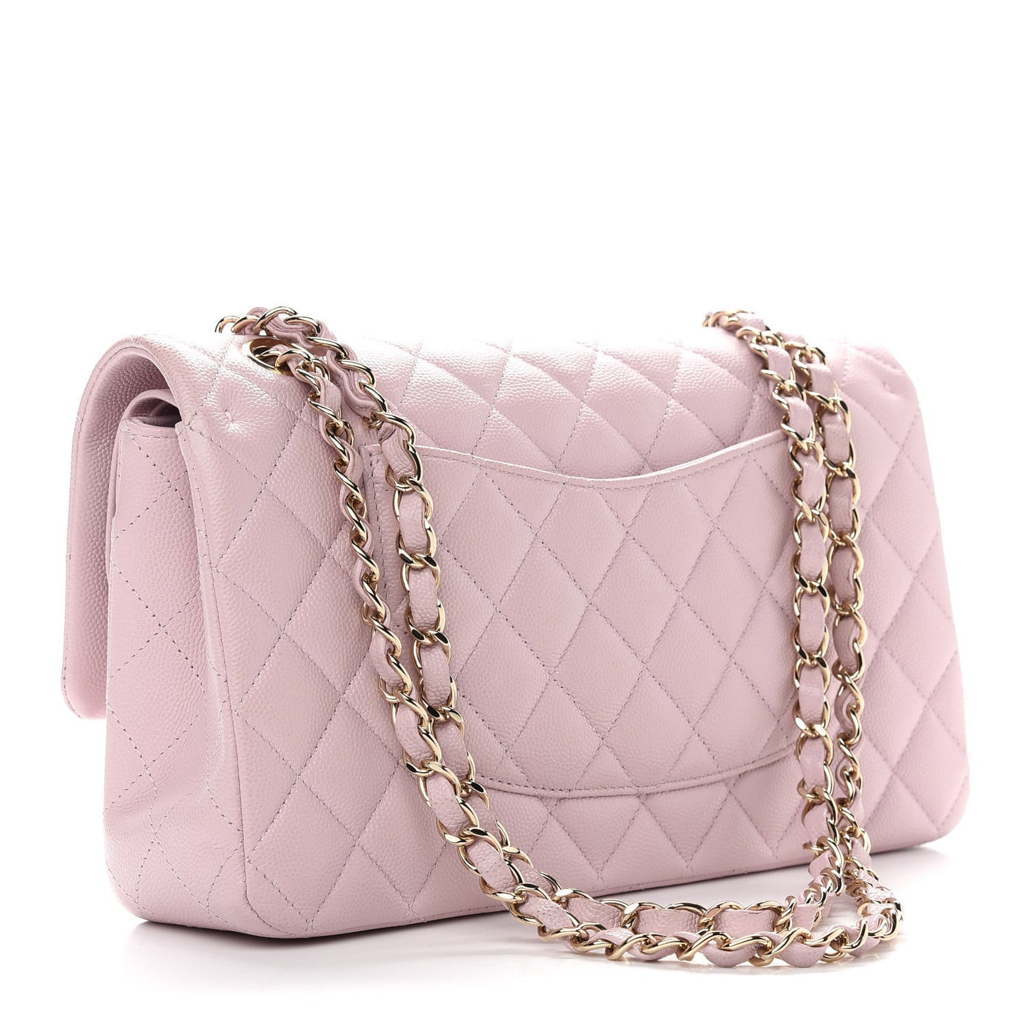 Caviar Quilted Medium Double Flap Light Pink