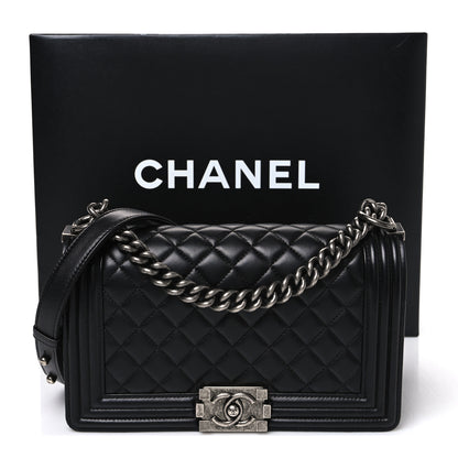 Chanel Lambskin Quilted Medium Boy Flap Black 11 of 11