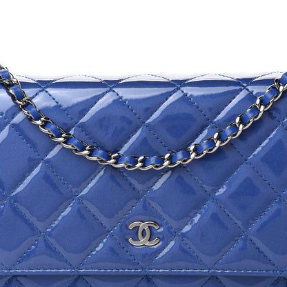 Chanel Patent Quilted Wallet On Chain WOC Dark Blue 12 of 13