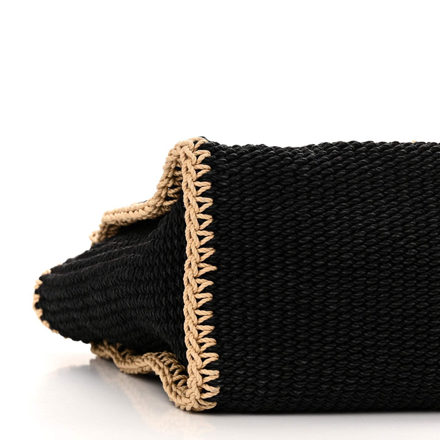 Cotton Crochet Large Deauville Tote Black Beige