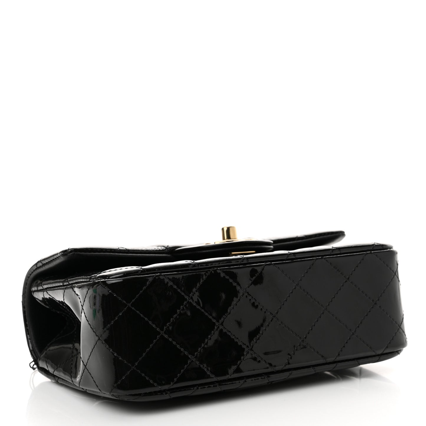 Patent Quilted Mini Top Handle Rectangular Flap Black