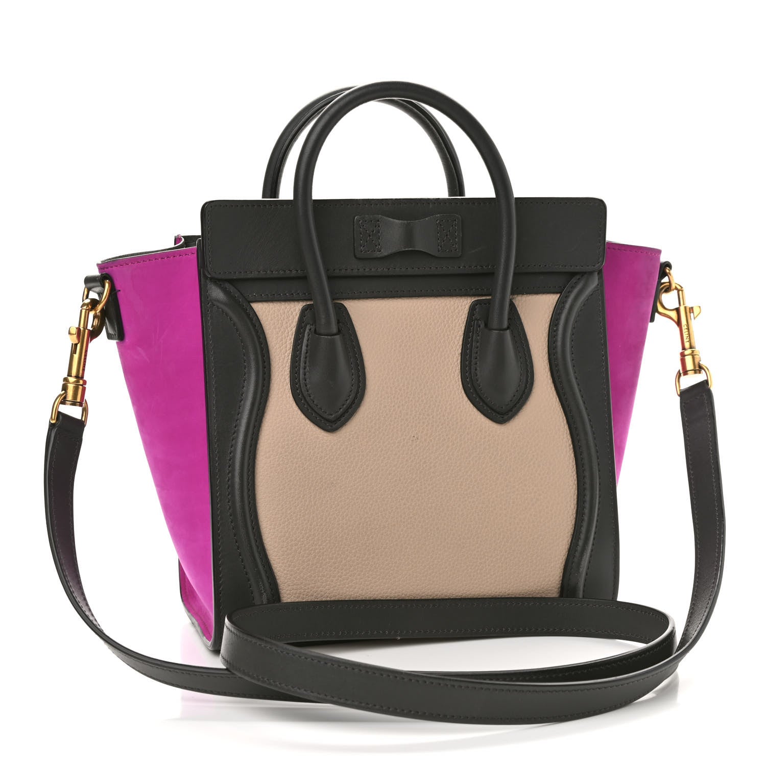Celine Baby Grained Calfskin Nubuck Nano Tri-Color Luggage Magenta 2 of 12