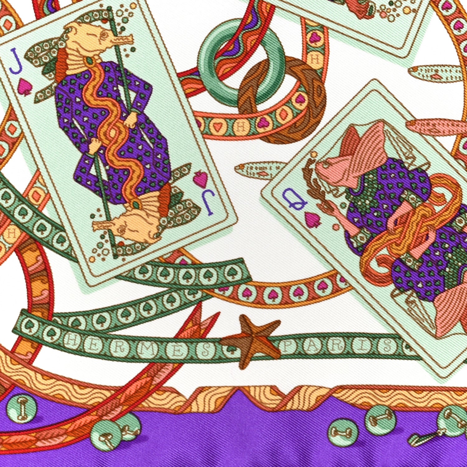Hermes Silk Twill Dame de Coeur Pocket Square Scarf 2 of 5