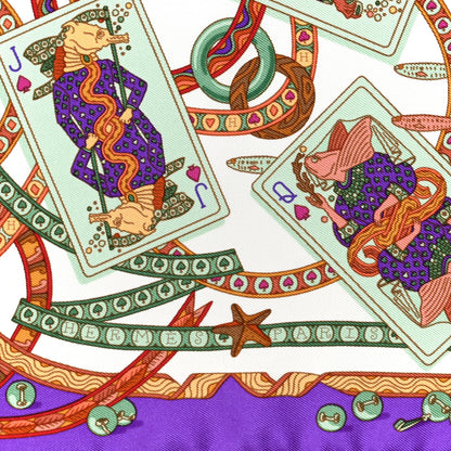 Hermes Silk Twill Dame de Coeur Pocket Square Scarf 2 of 5