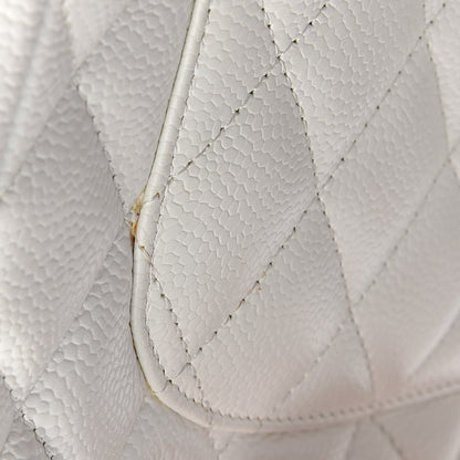 Chanel Caviar Quilted Jumbo Single Flap White 11 of 12
