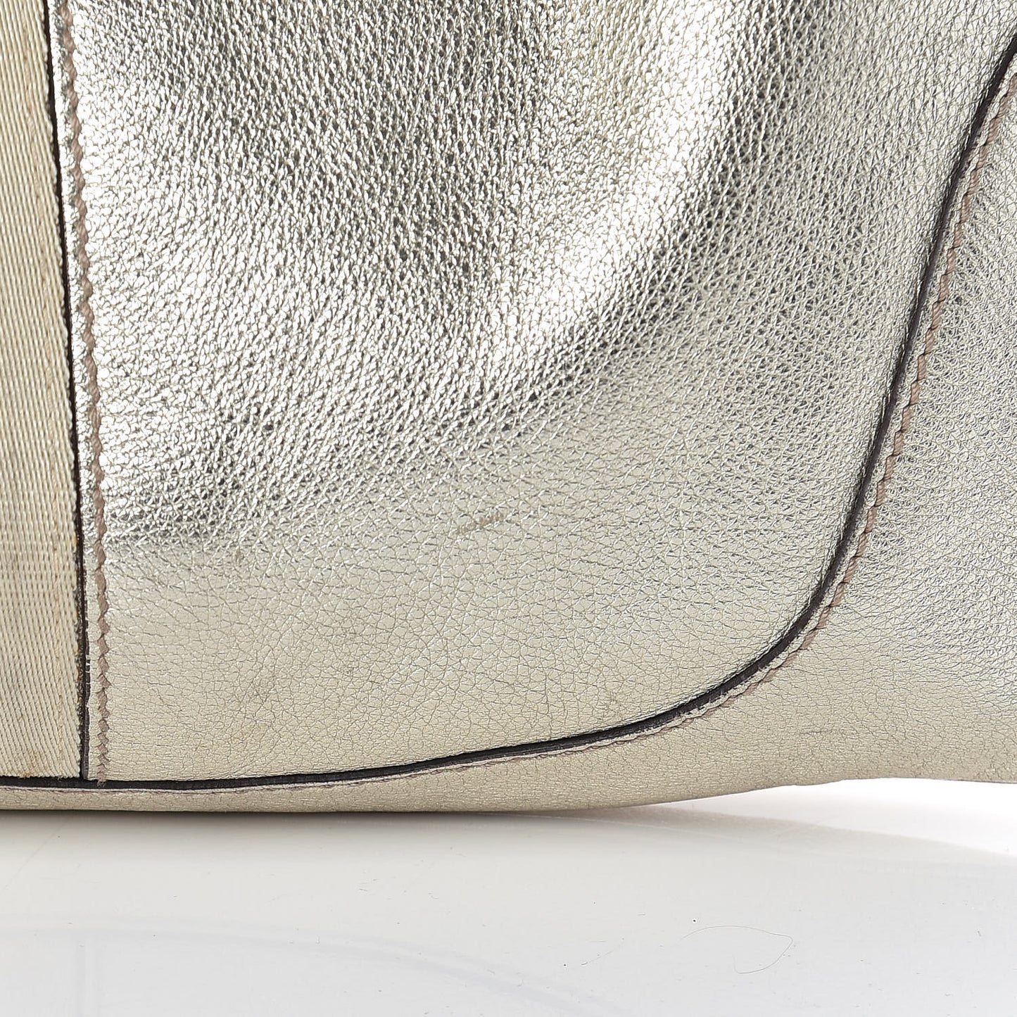 Metallic Calfskin Web Medium Jackie O Bouvier Hobo Gold