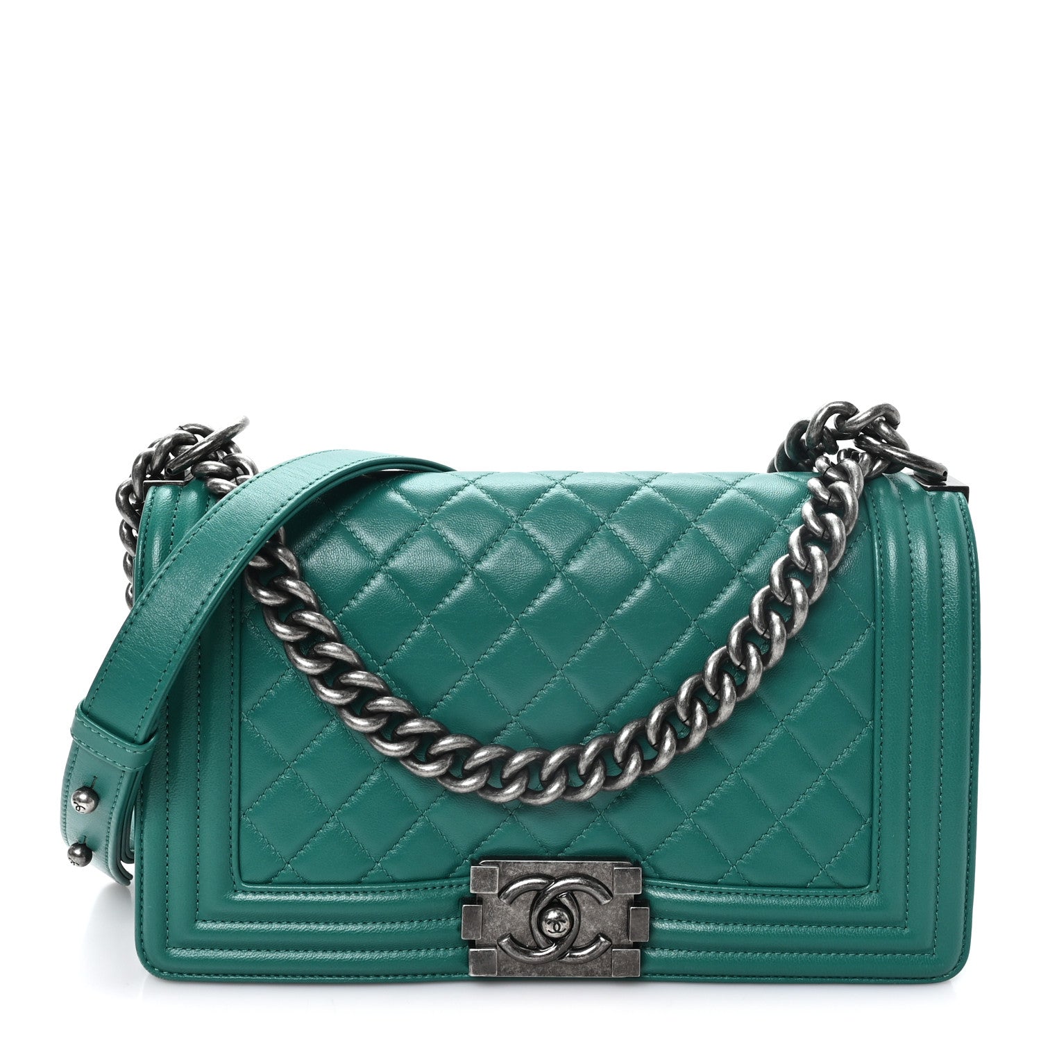 Chanel Lambskin Quilted Medium Boy Flap Green 1 of 10