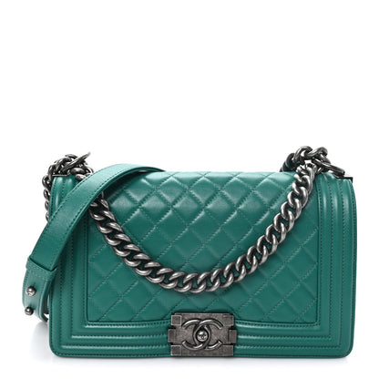Chanel Lambskin Quilted Medium Boy Flap Green 1 of 10