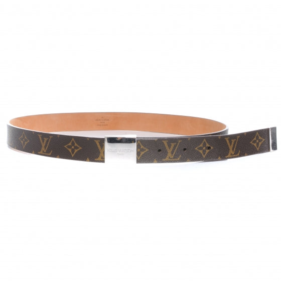 Monogram Belt w Silver Buckle 90 36