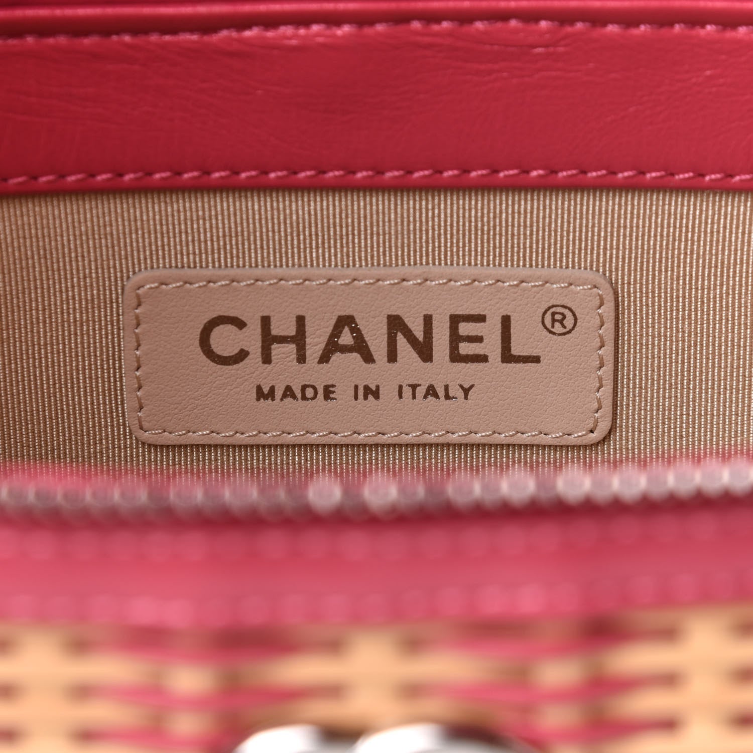 Chanel Calfskin Raffia Small Take Away Vanity Case Bag Pink Beige 4 of 9