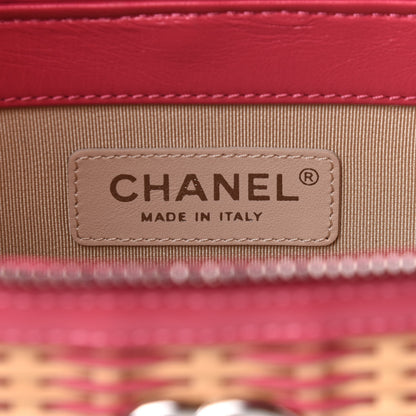Chanel Calfskin Raffia Small Take Away Vanity Case Bag Pink Beige 4 of 9