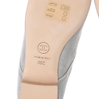 Chanel Washed Toile Snakeskin Cap Toe CC Lace Up Flats 36 Grey 6 of 12