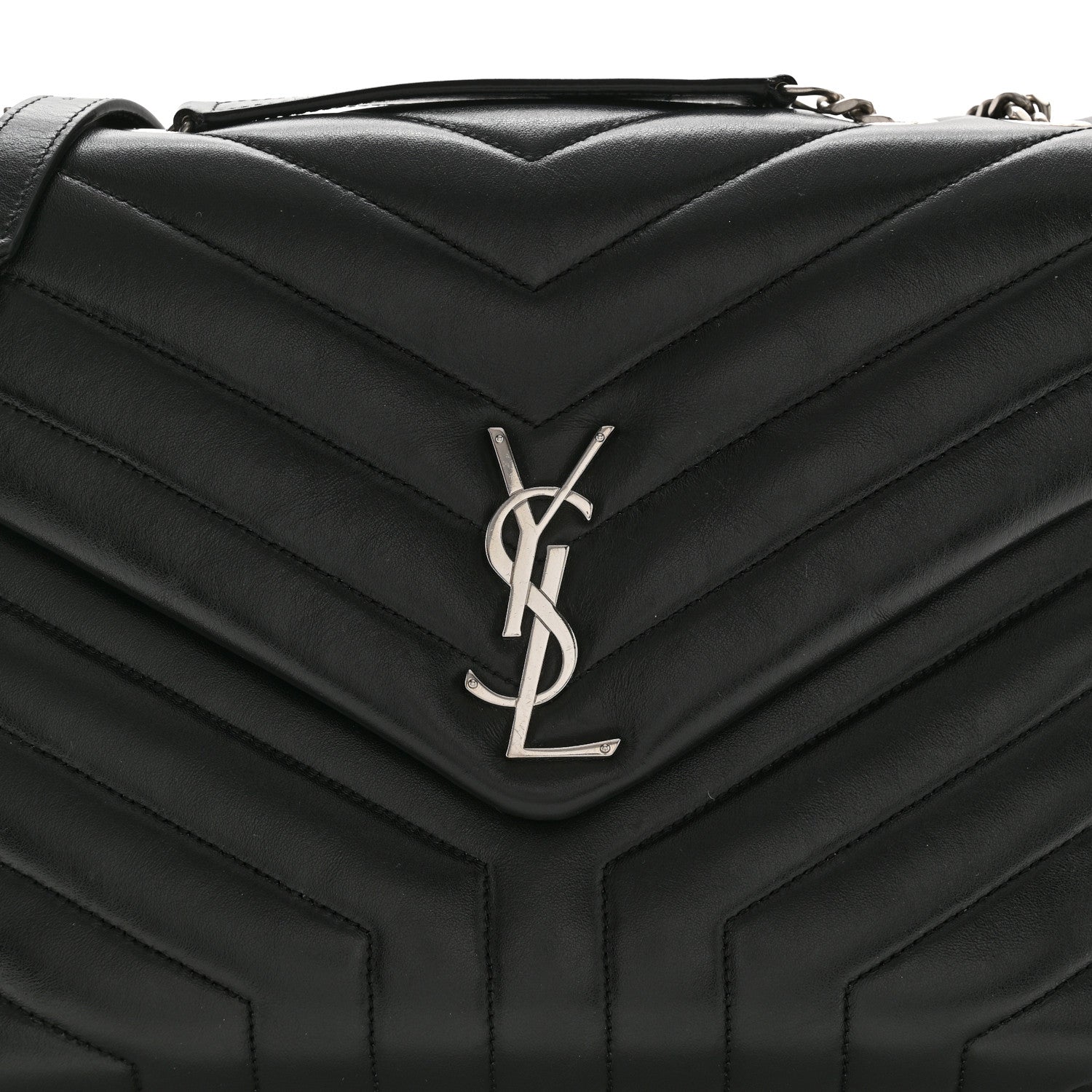 Saint Laurent Calfskin Y Quilted Monogram Medium Loulou Chain Satchel Black 10 of 16
