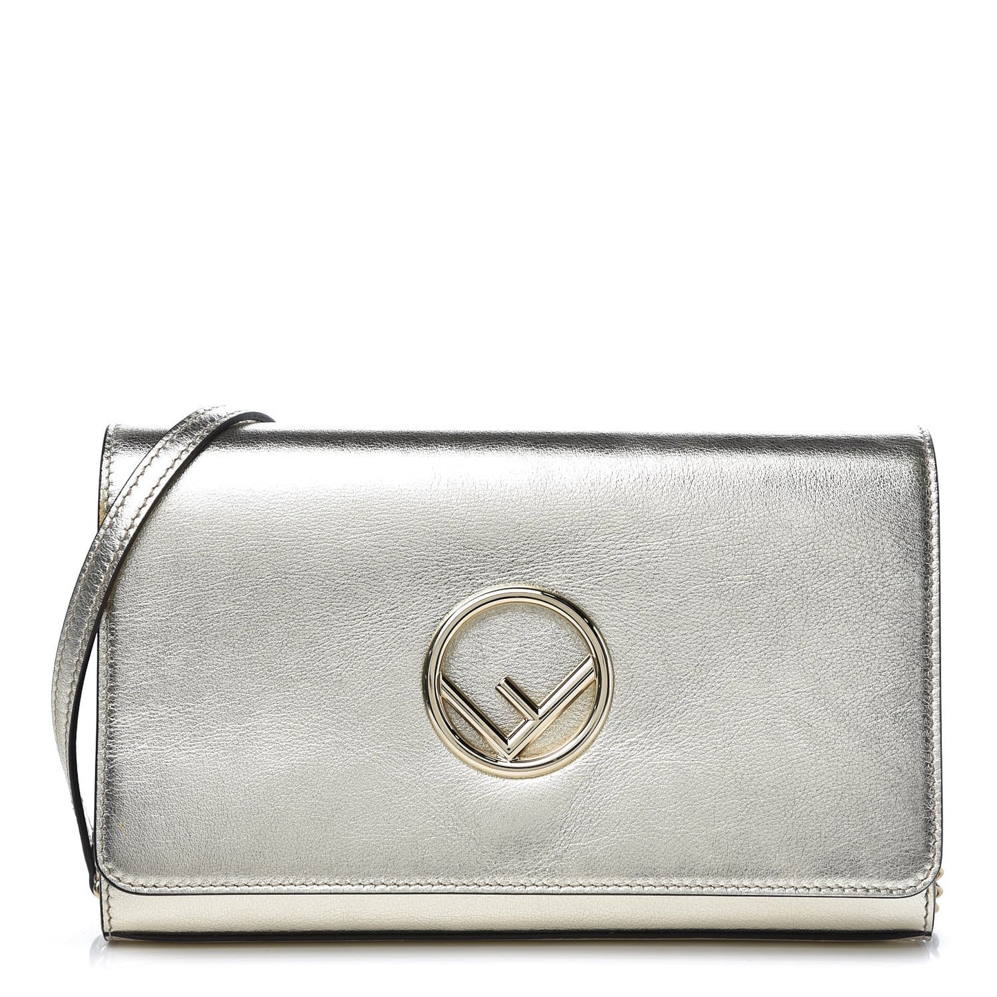 Vitello Catalan Mirror F is Fendi Wallet on Chain Champagne