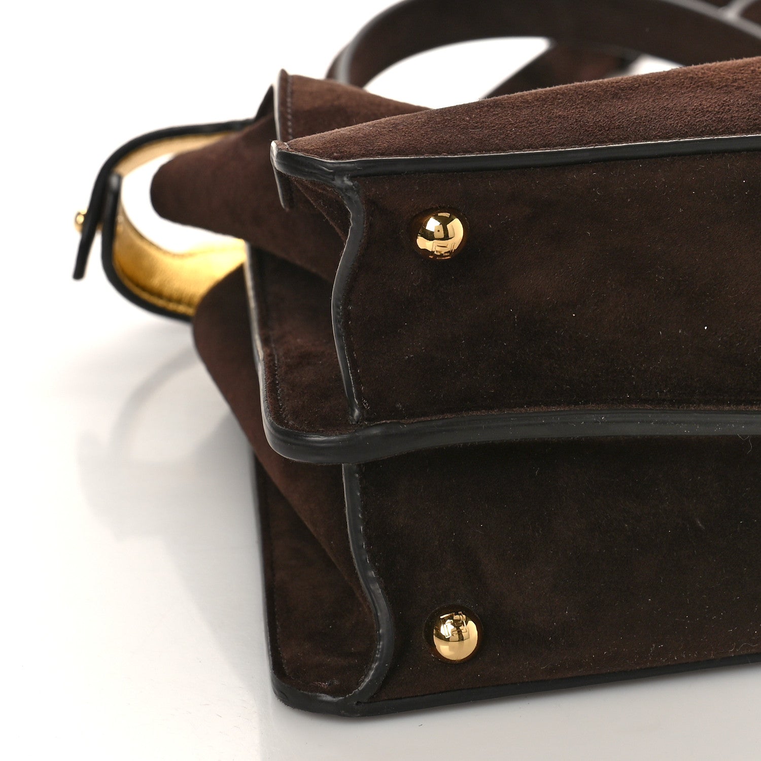 Fendi Suede Medium Peekaboo I See U Satchel Moresco Oro Chiaro 9 of 10