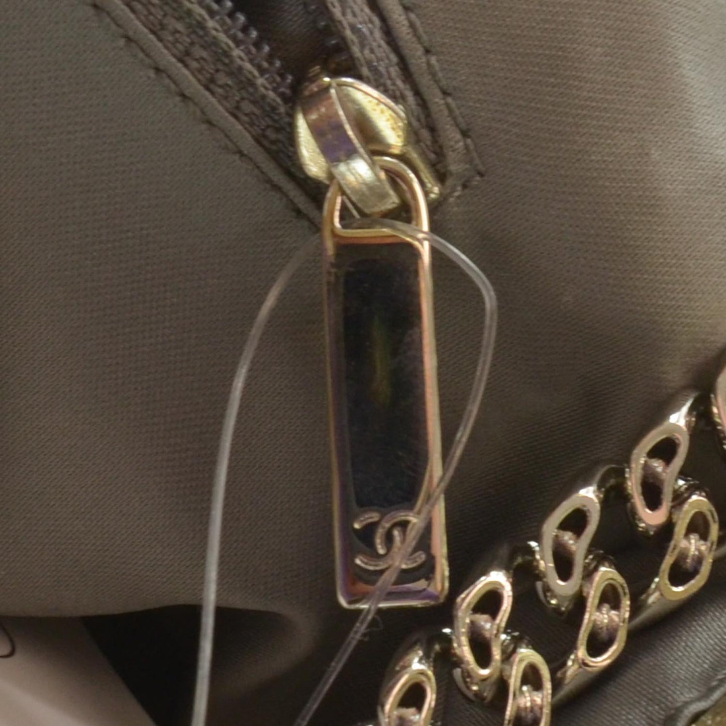 Metallic Crackled Calfskin Perforated Drill Shoulder Bag Gold
