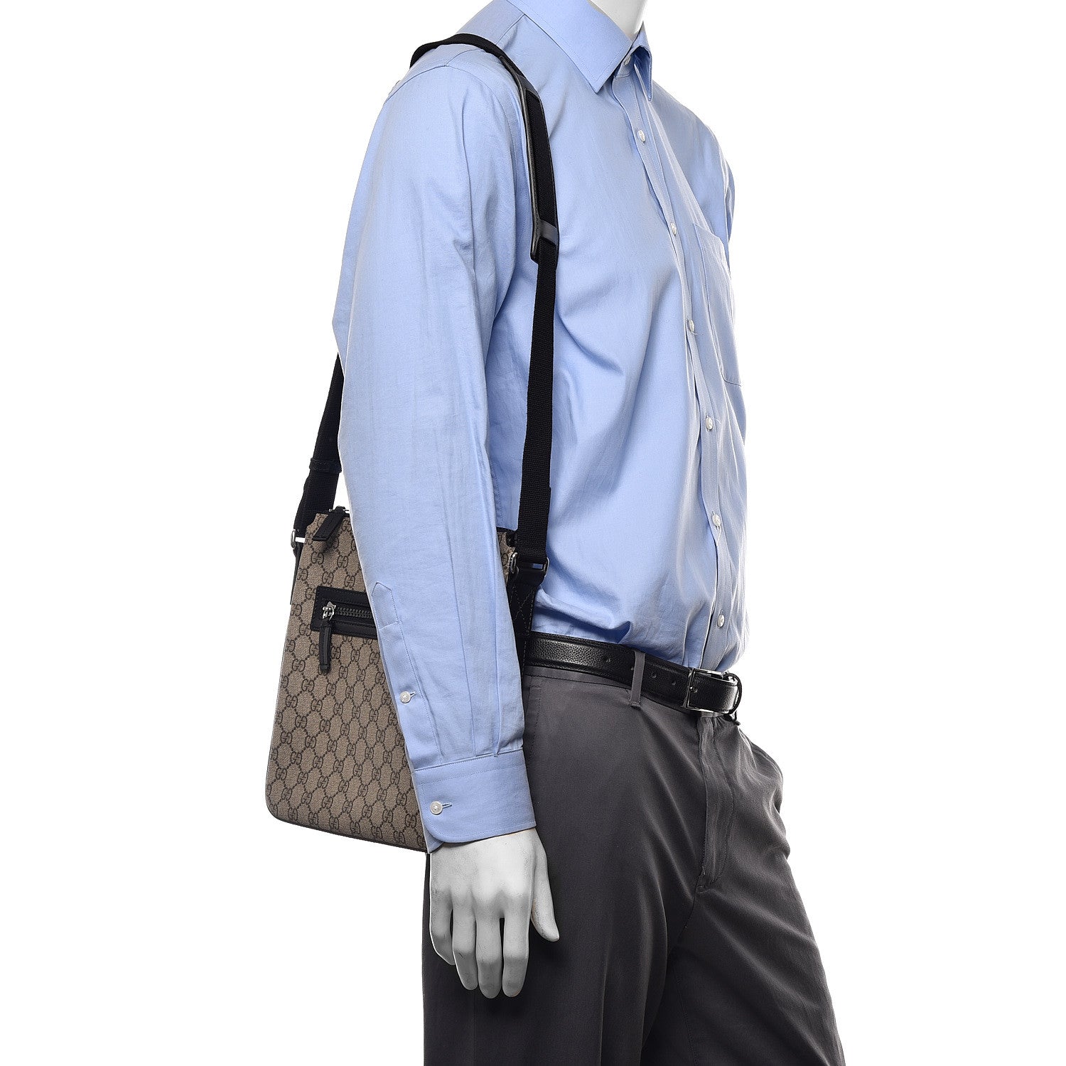 Gucci GG Supreme Monogram Flat Messenger Bag Black 2 of 10