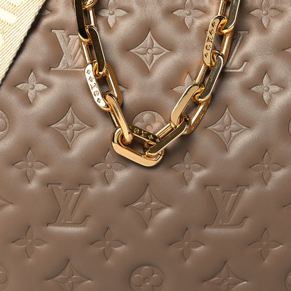 Louis Vuitton Lambskin Embossed Monogram Coussin MM Taupe 9 of 11