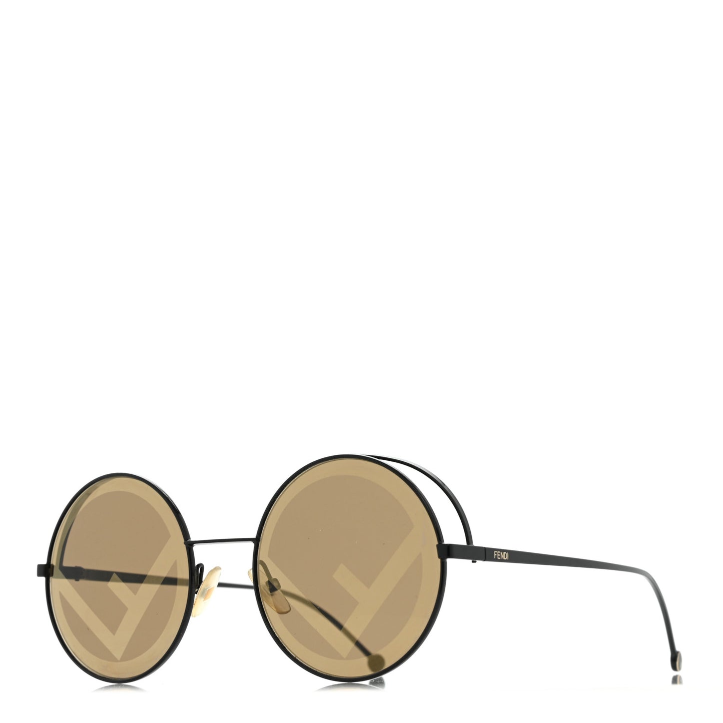 Metal F is Fendi Printed Run Away Round Frame Sunglasses FF 0343/S Black
