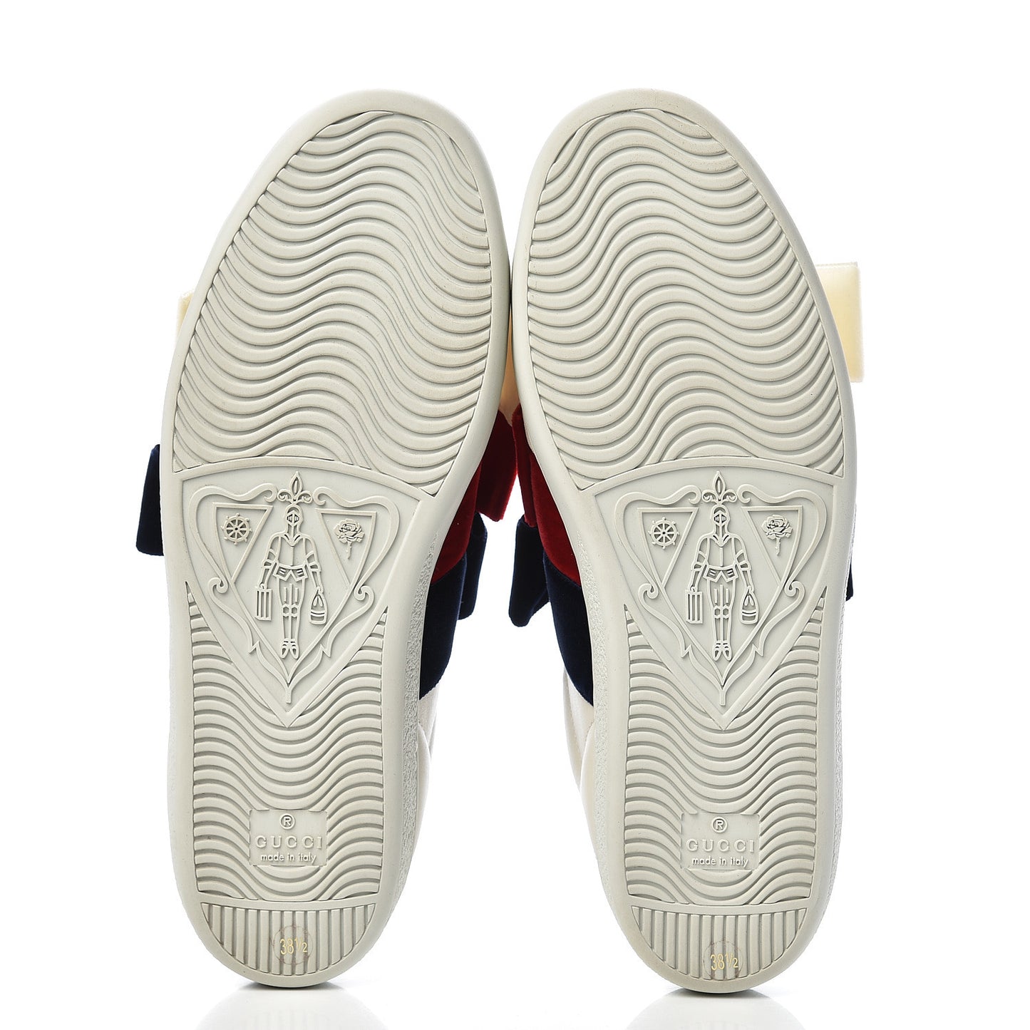 Calfskin Velvet Womens Bow Ace Sneakers 38.5 White