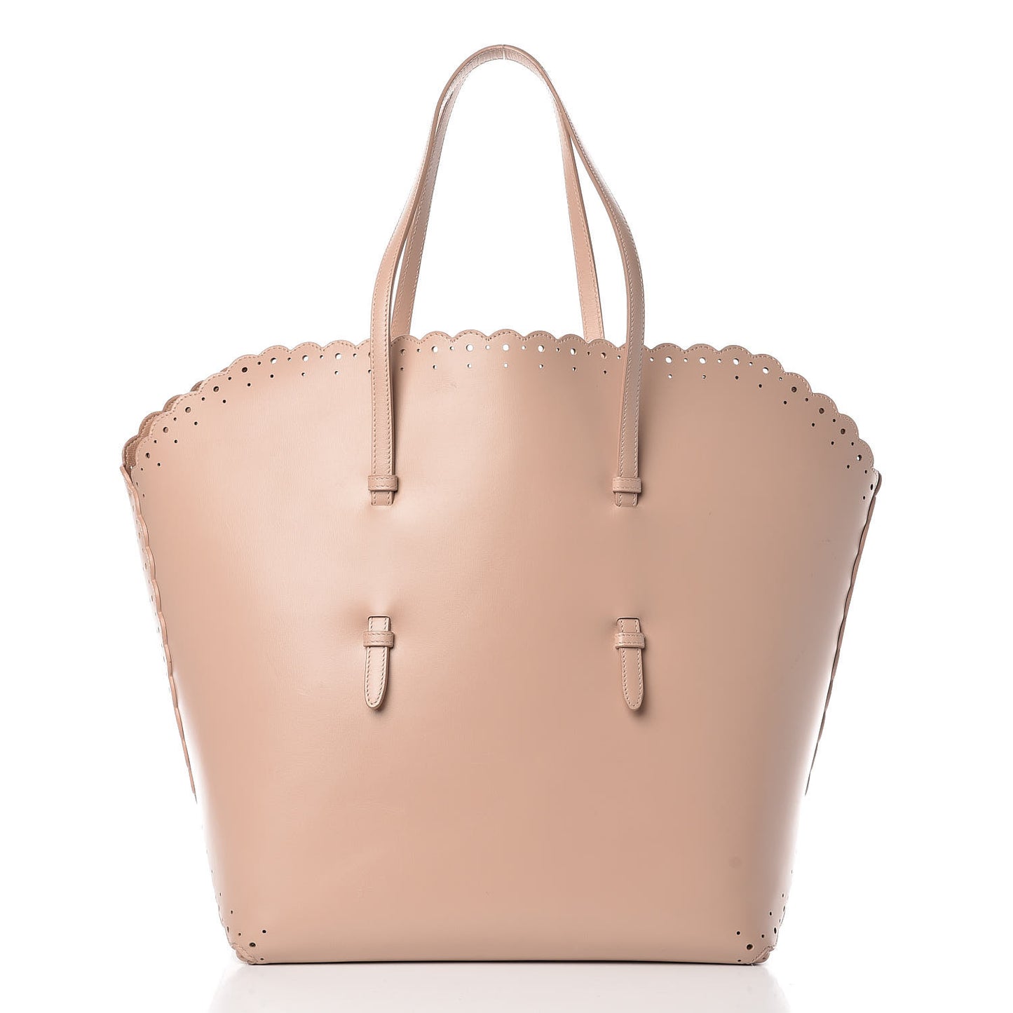 Calfskin Scalloped Trim Tote Blush