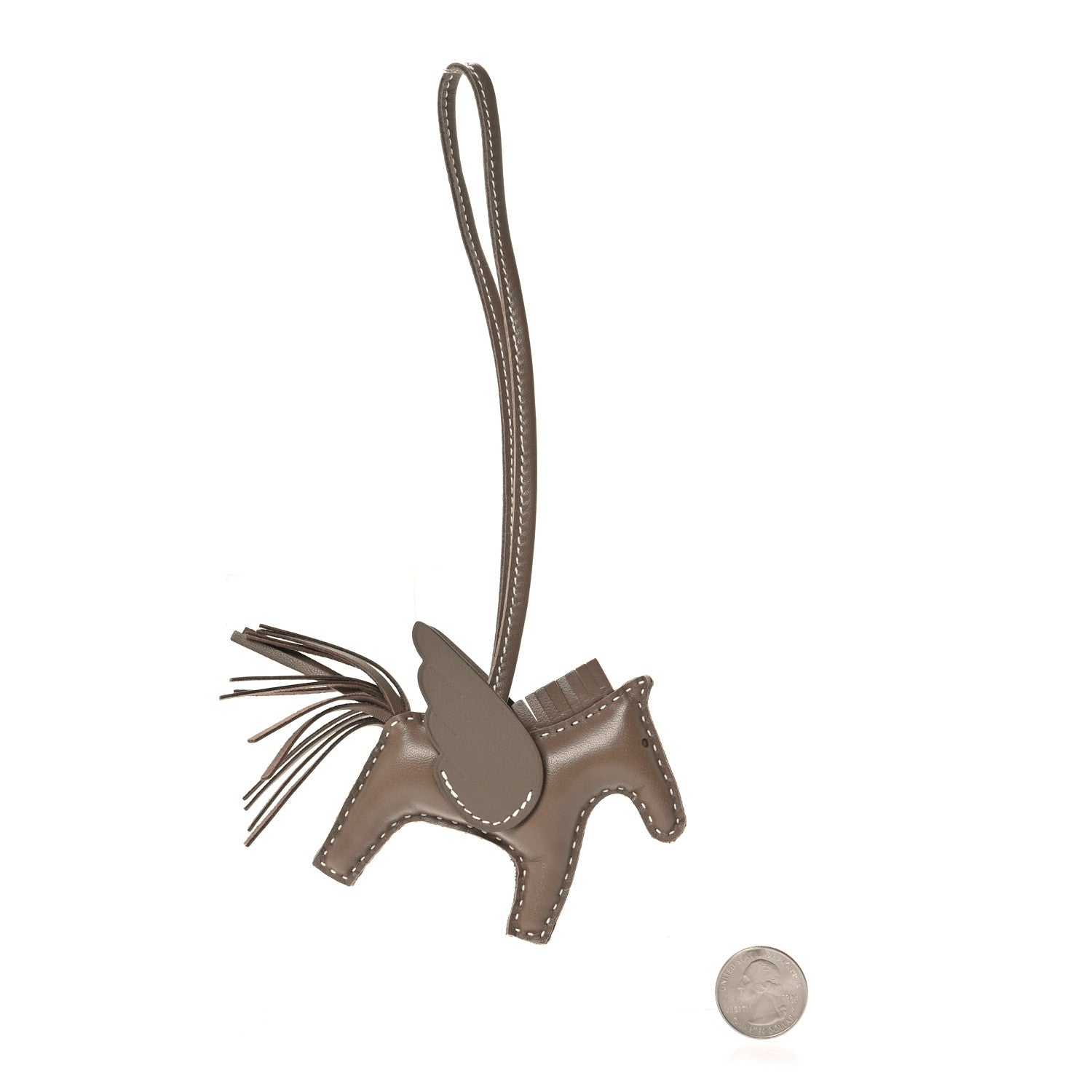 Hermes Milo Lambskin Grigri Rodeo Pegase Horse Bag Charm PM Etoupe 2 of 5