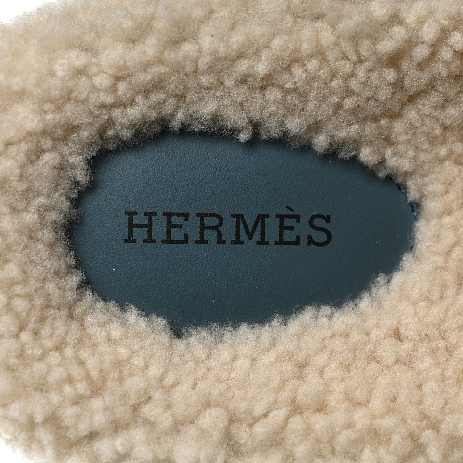 Hermes Suede Goatskin Woolskin Womens Chypre Sandals 39 Bleu Pinede Ecru 7 of 7