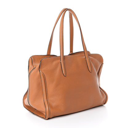 Alexander McQueen Pebbled Calfskin Large Skull Padlock Zip Around Tote Camel 2 of 8