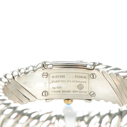 David Yurman Sterling Silver 18K Yellow Gold Diamond Mother of Pearl 19mm Waverly Quartz Watch 5 of 5