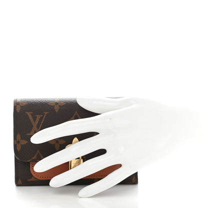 Louis Vuitton Monogram Flower Lock Compact Wallet Caramel 2 of 10