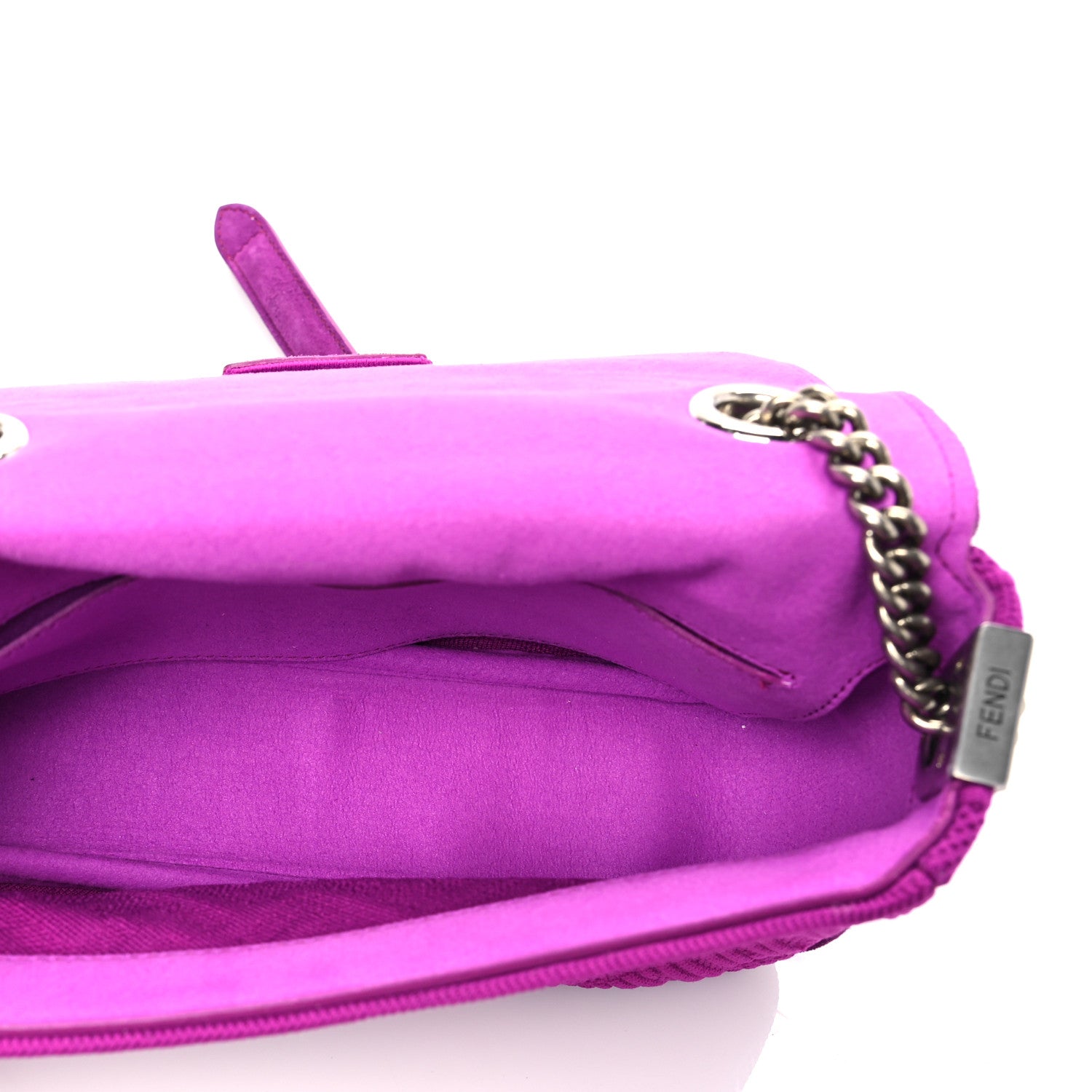 Fendi Technical Fabric FF Midi Chain Baguette Bouganville 4 of 6