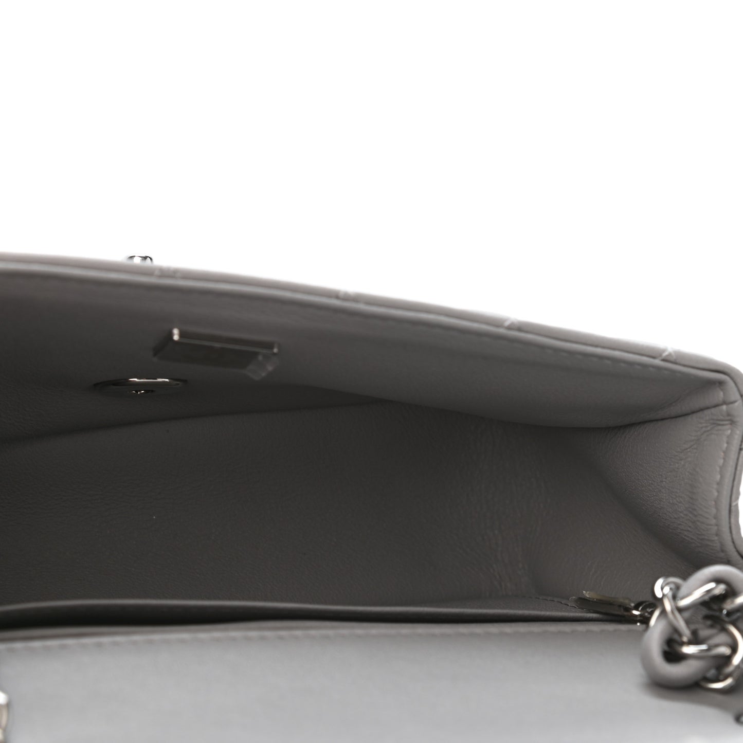 Lambskin Quilted Mini Rectangular Flap Grey