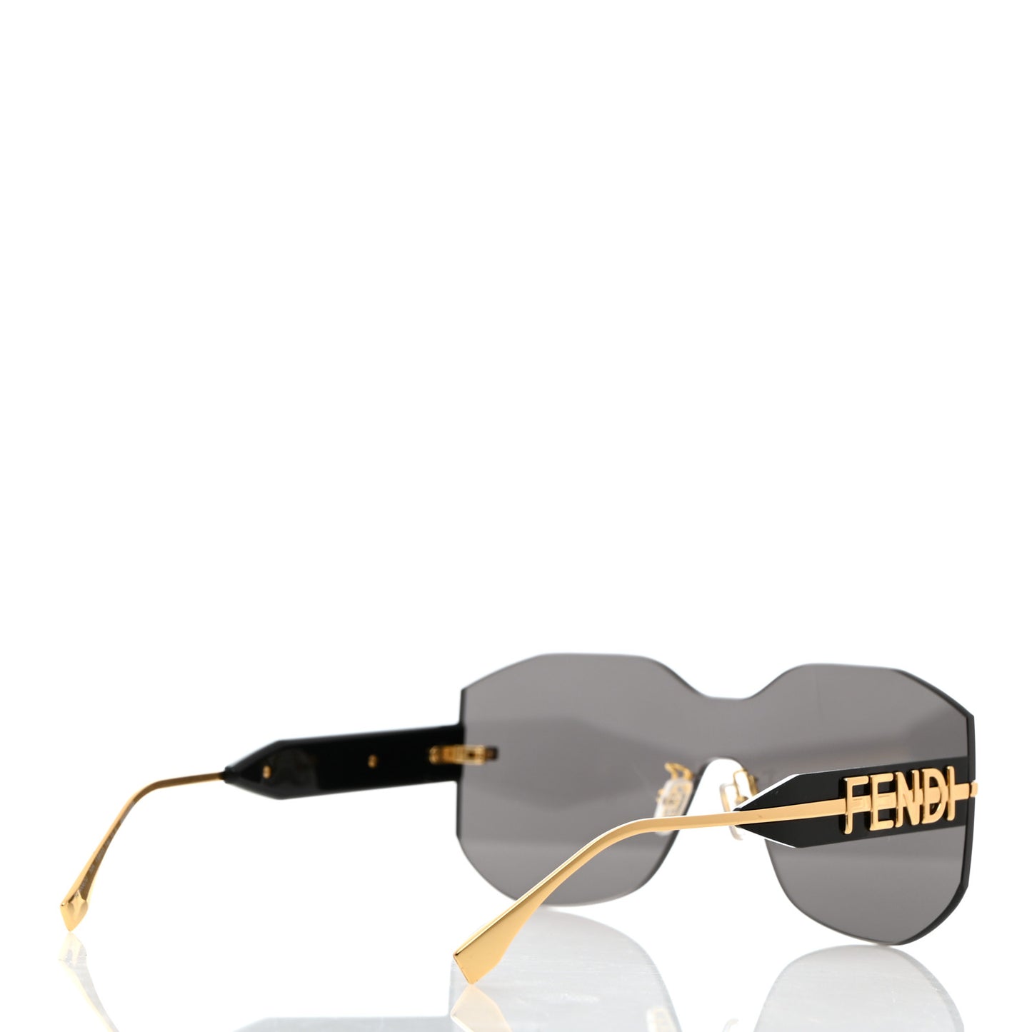 Acetate Metal Fendigraphy Shield Sunglasses FE 40067U Black Gold