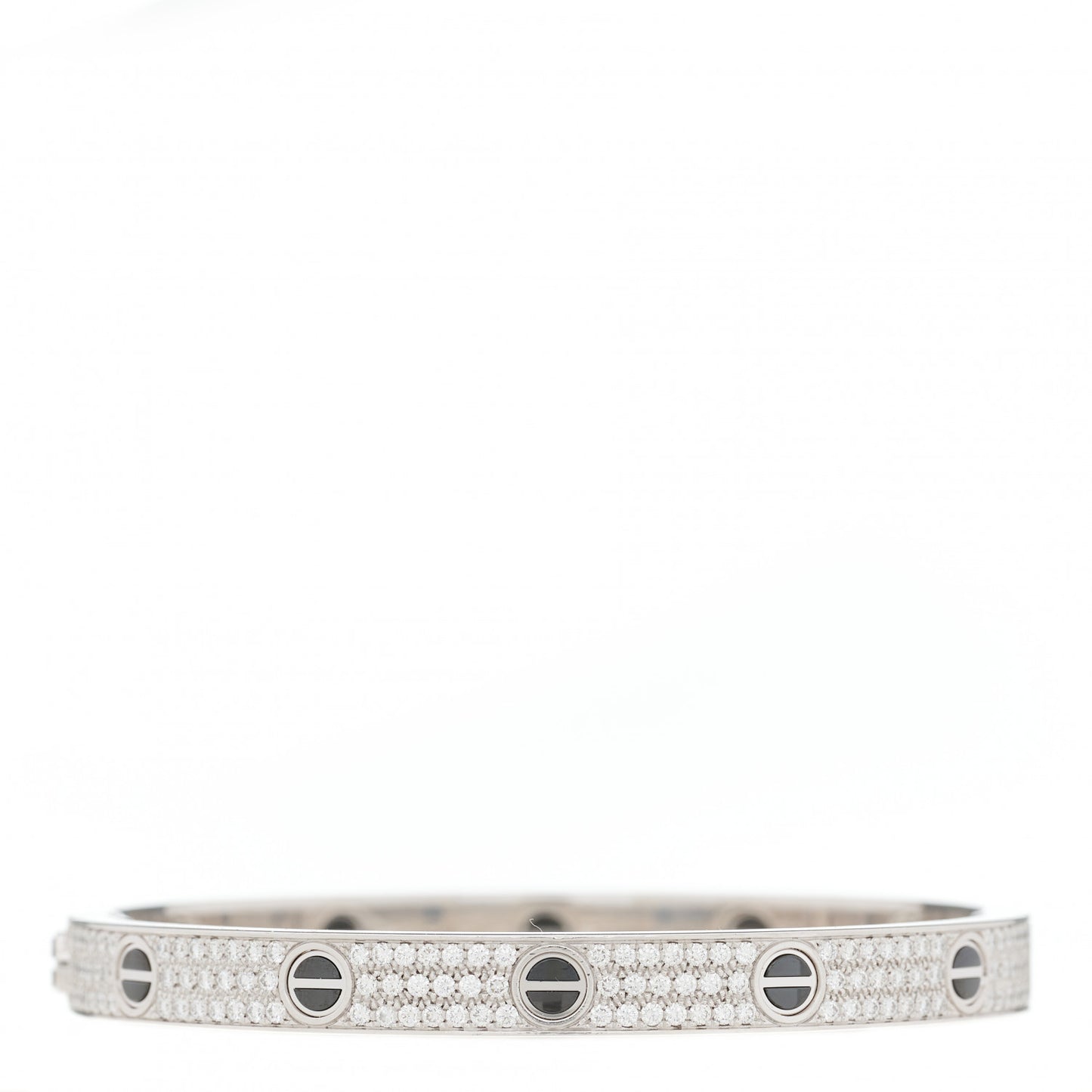 18K White Gold Diamond Ceramic LOVE Paved Bracelet 18